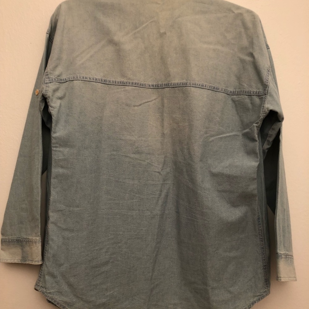 Zara Oversized Chambray Denim Button Down - image 2